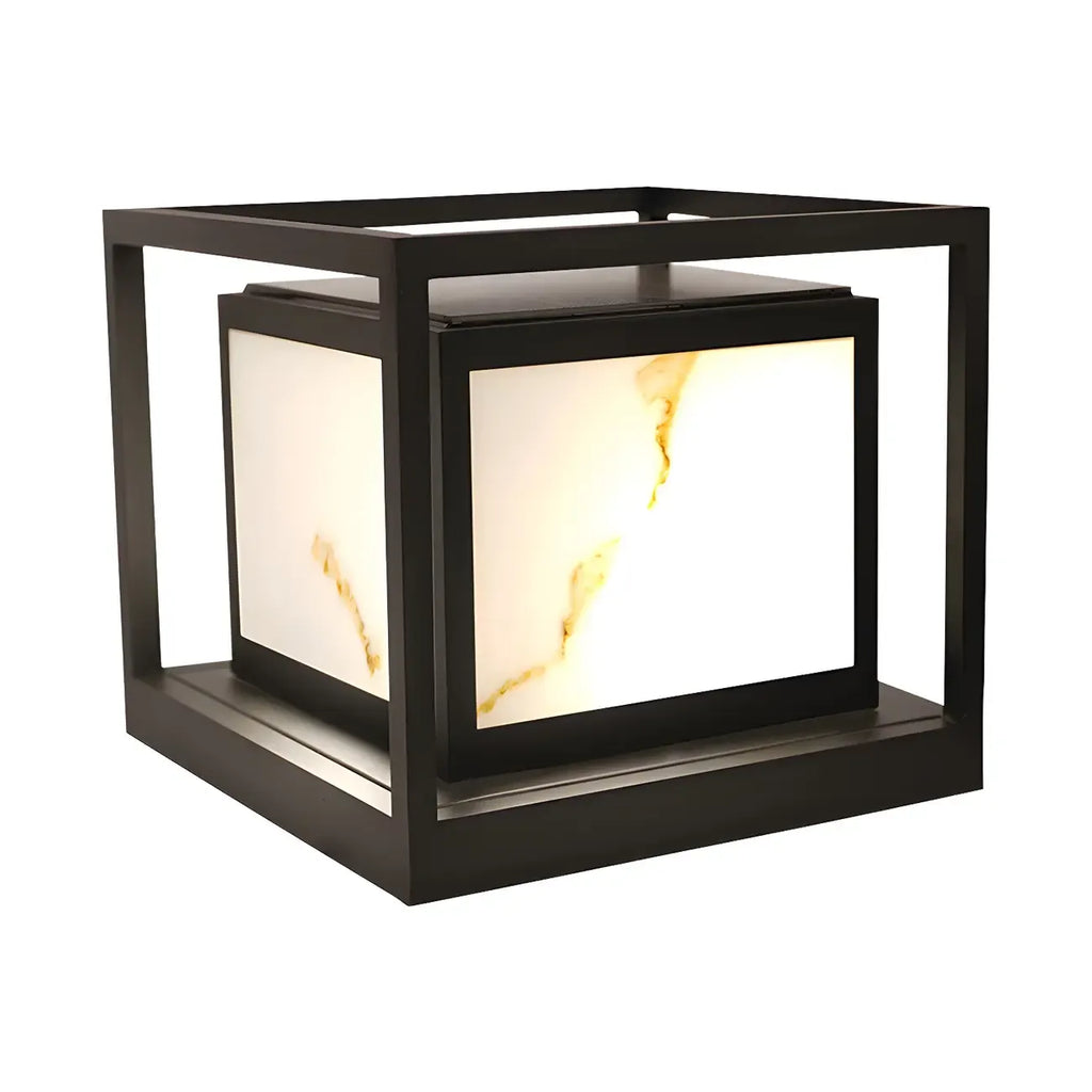 Elegant Solar Black Metal Cube Outdoor Post Lights