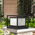 Elegant Solar Black Metal Cube Outdoor Post Lights
