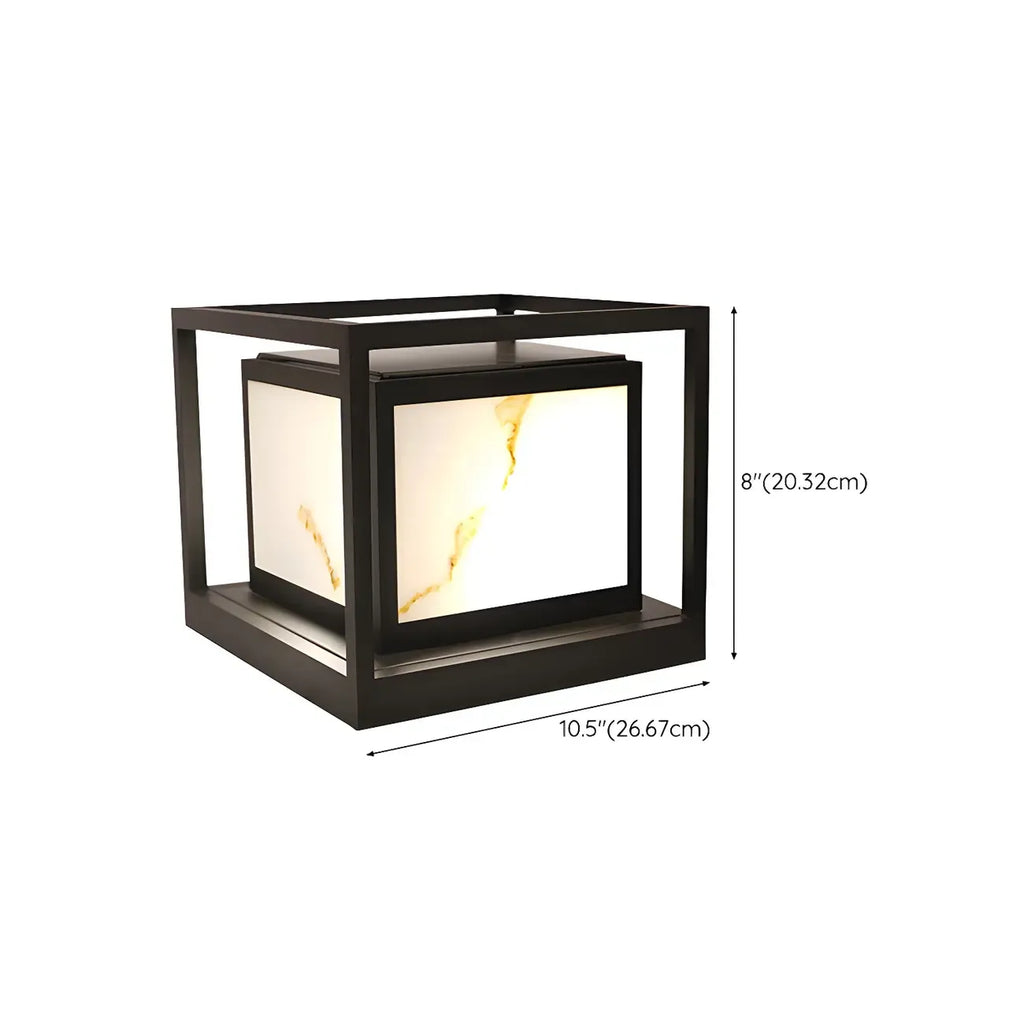 Elegant Solar Black Metal Cube Outdoor Post Lights