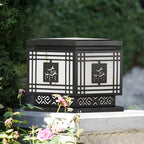 Oriental Black Silhouette LED Solar Outdoor Post Lights