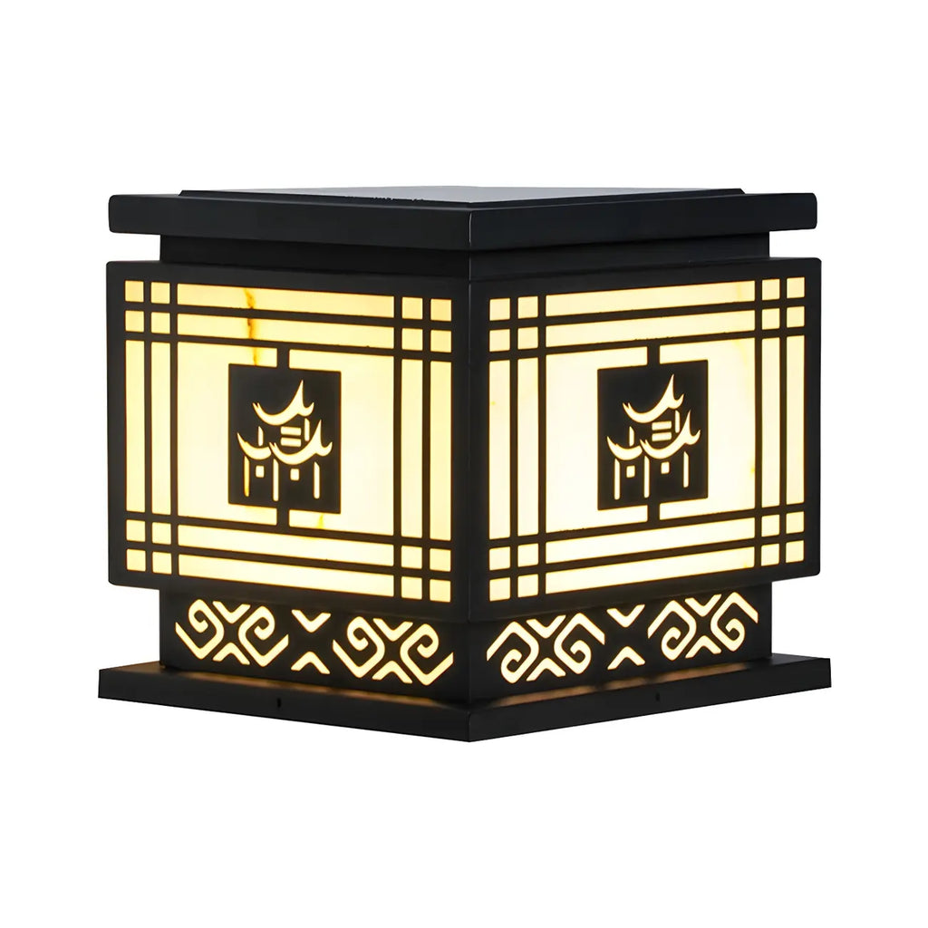 Oriental Black Silhouette LED Solar Outdoor Post Lights
