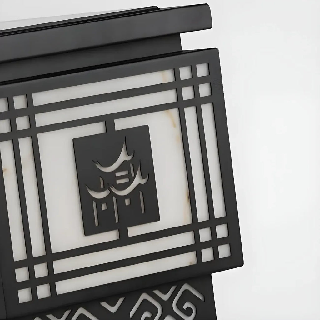 Oriental Black Silhouette LED Solar Outdoor Post Lights