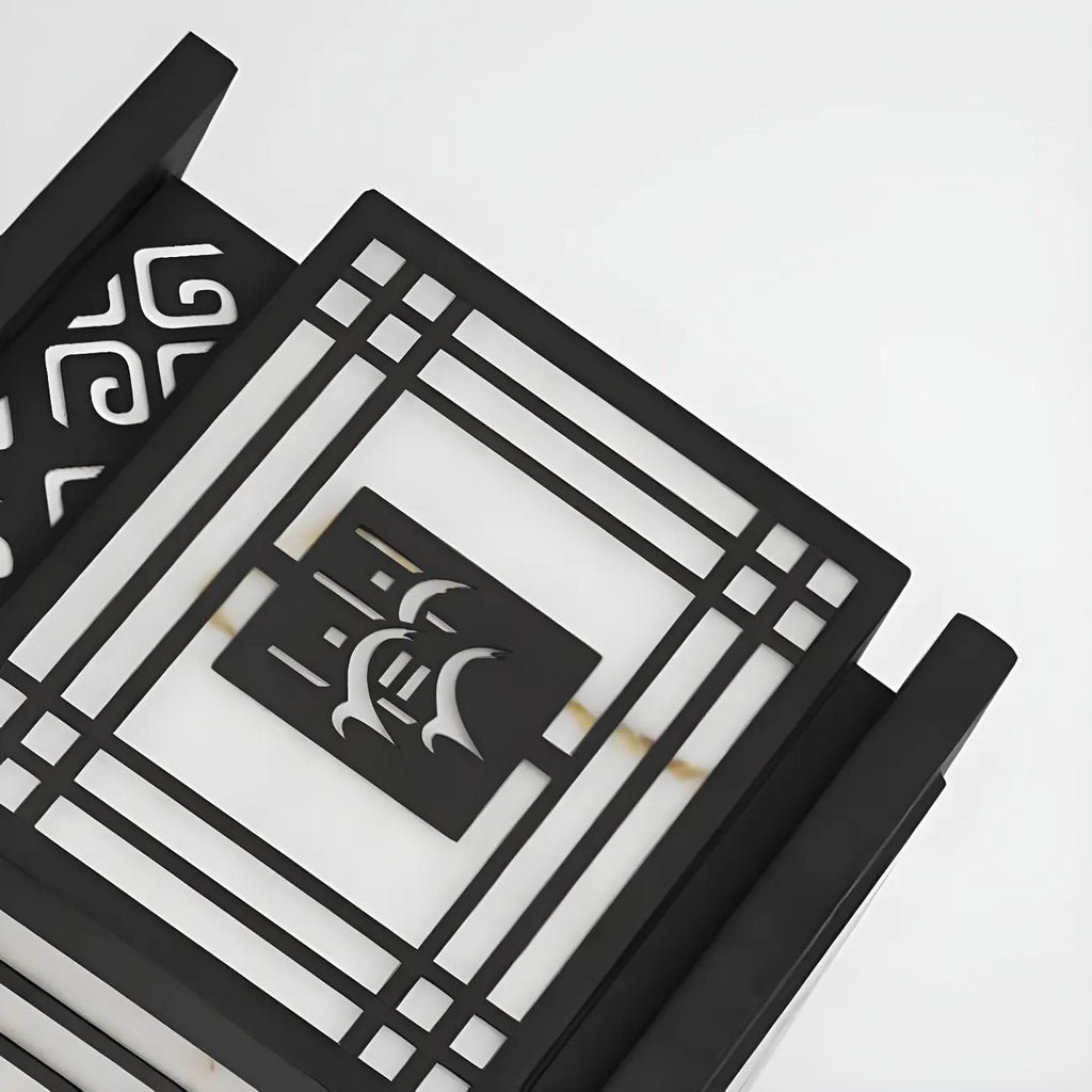 Oriental Black Silhouette LED Solar Outdoor Post Lights