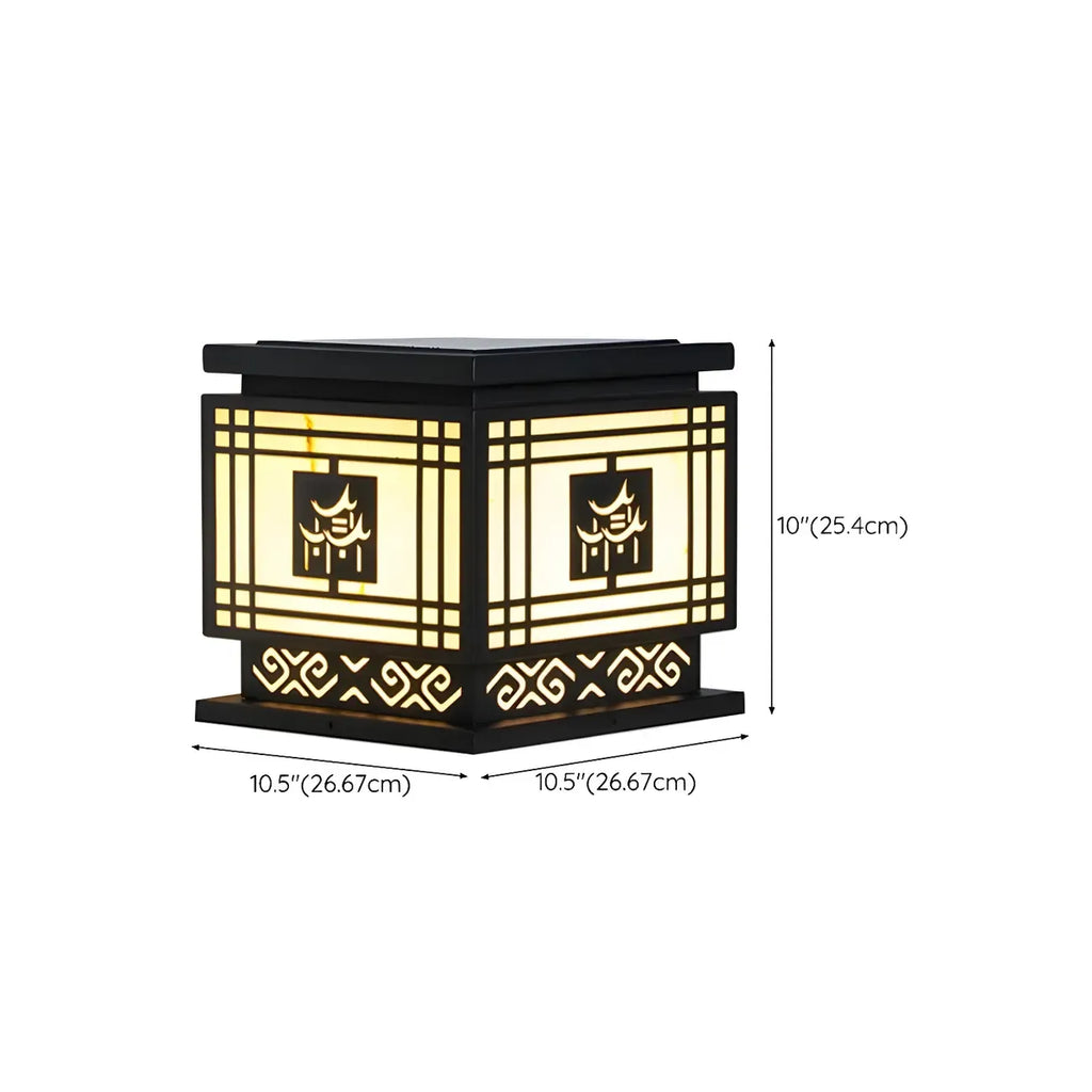 Oriental Black Silhouette LED Solar Outdoor Post Lights