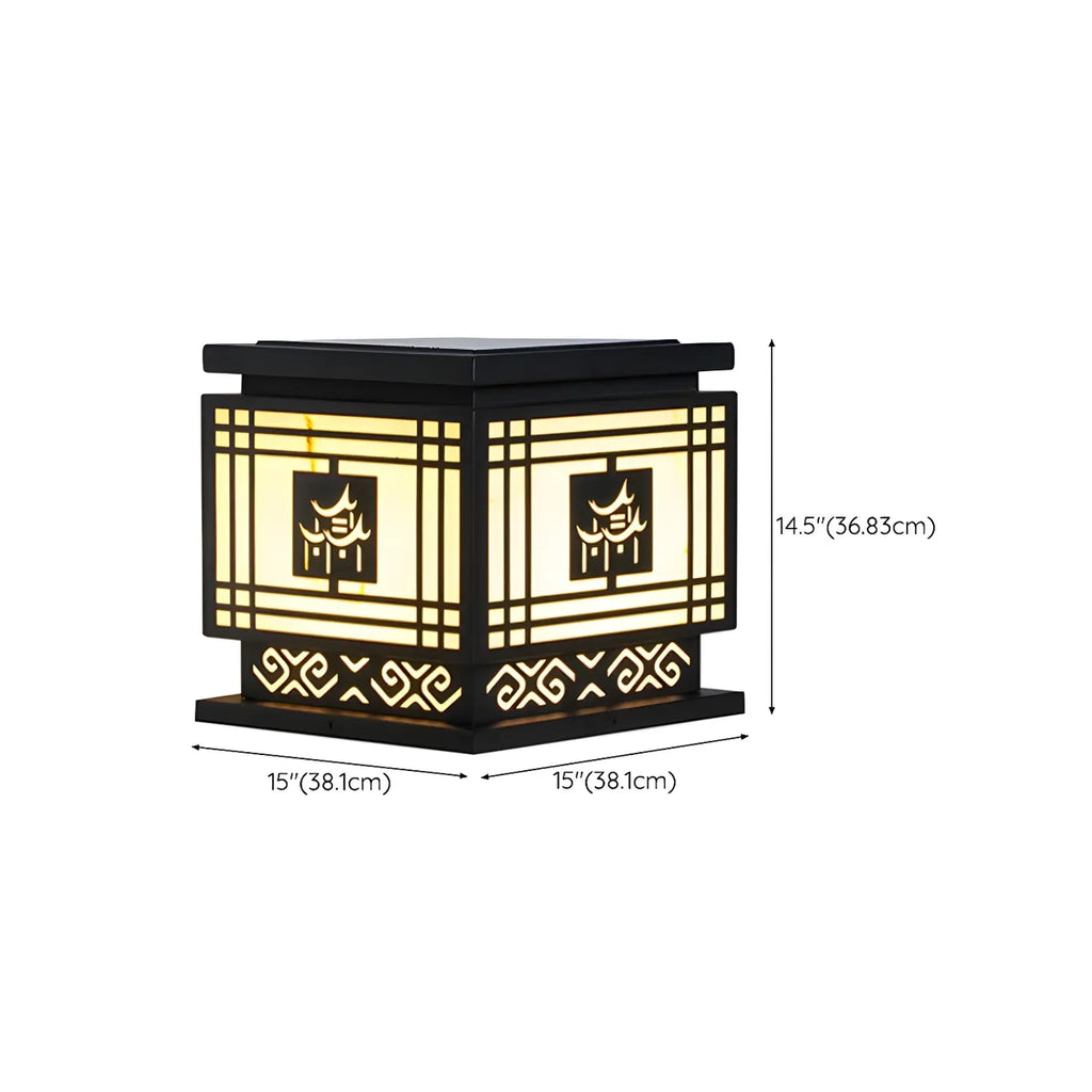 Oriental Black Silhouette LED Solar Outdoor Post Lights