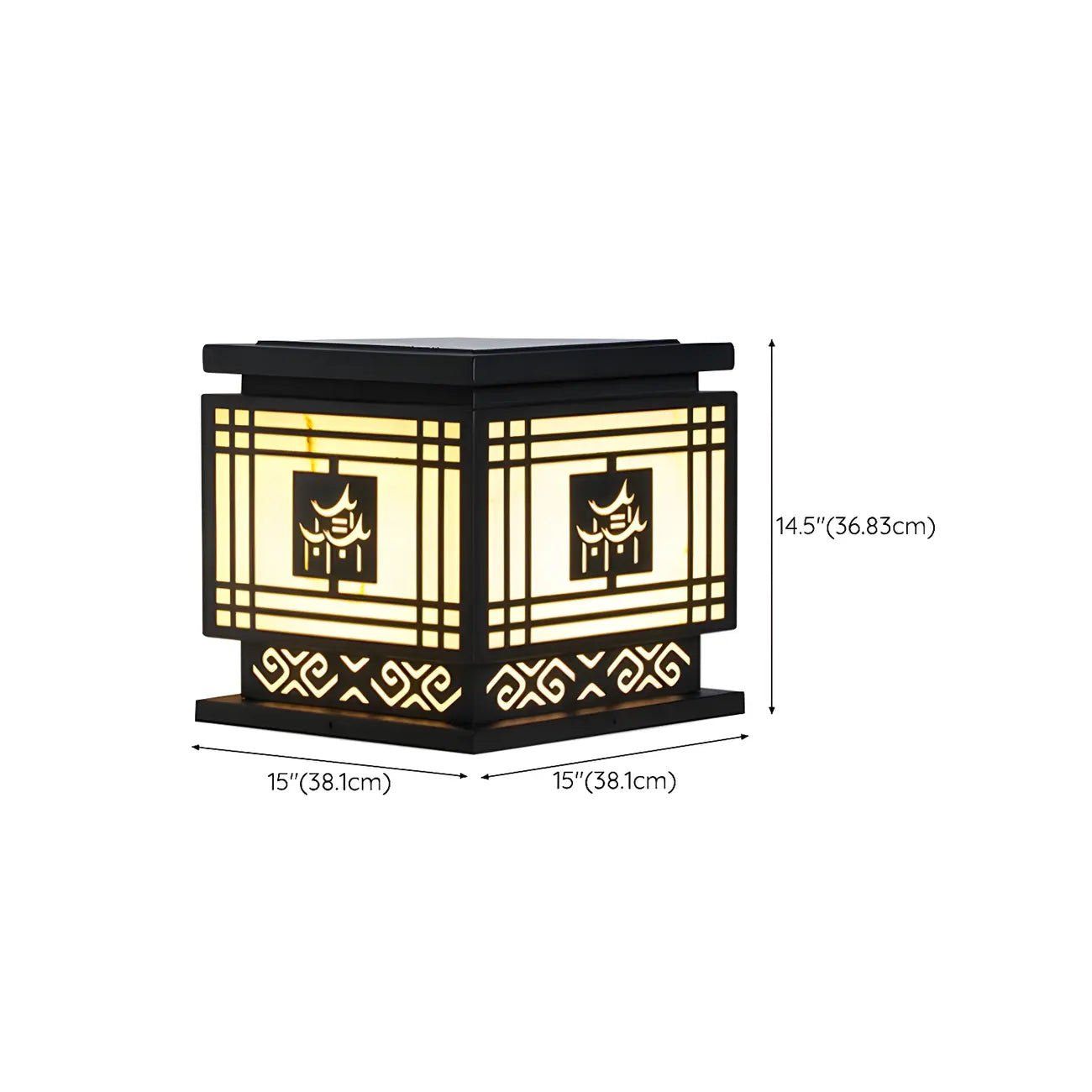 Oriental Black Silhouette LED Solar Outdoor Post Lights