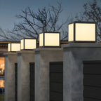 Cubic Black Metal Solar Outdoor Post Lights