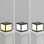 Cubic Black Metal Solar Outdoor Post Lights