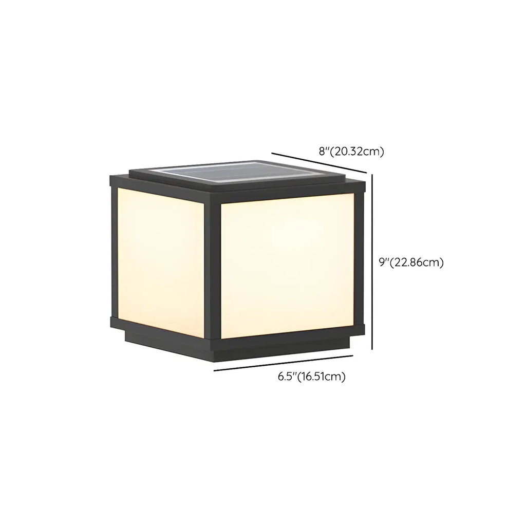 Cubic Black Metal Solar Outdoor Post Lights