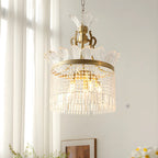 Retro Gold Crystal Round Tassel Chandelier