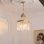 Retro Gold Crystal Round Tassel Chandelier