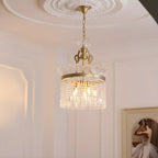 Retro Gold Crystal Round Tassel Chandelier