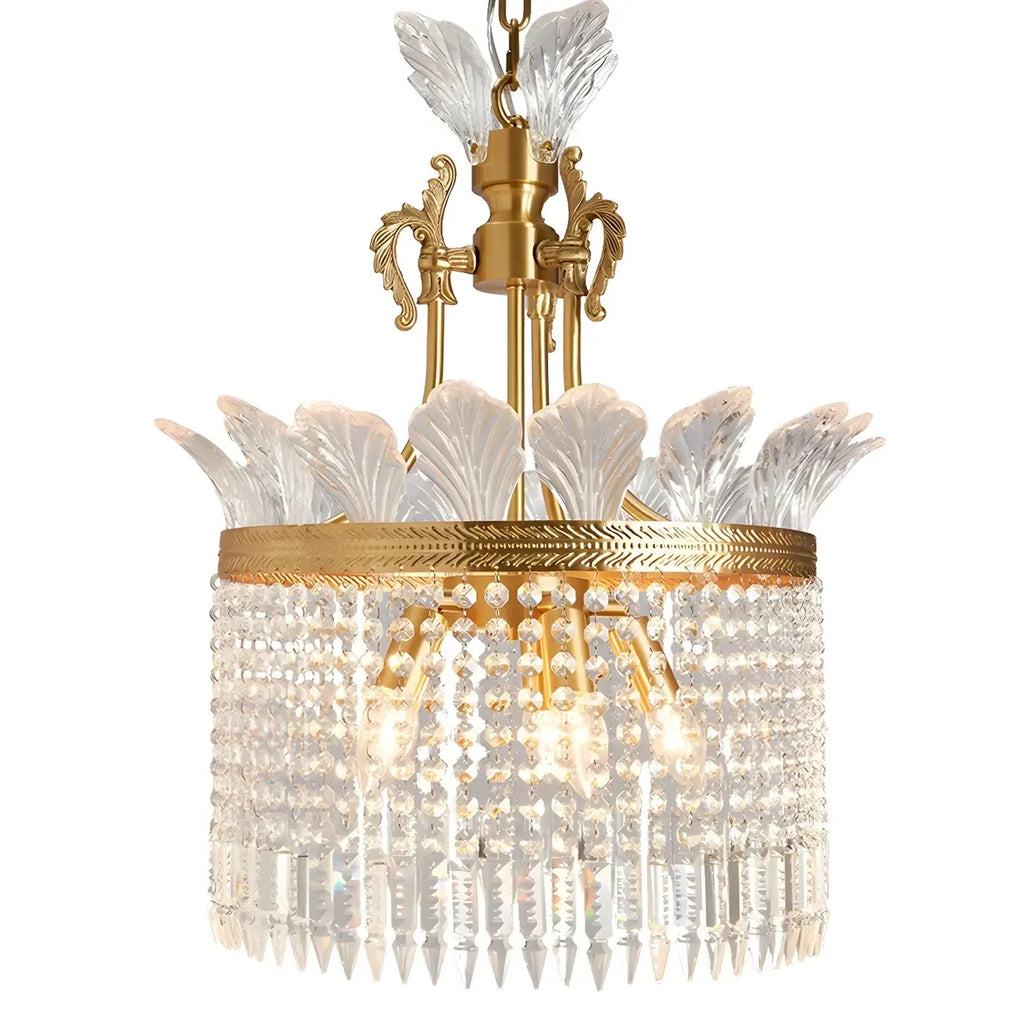 Retro Gold Crystal Round Tassel Chandelier