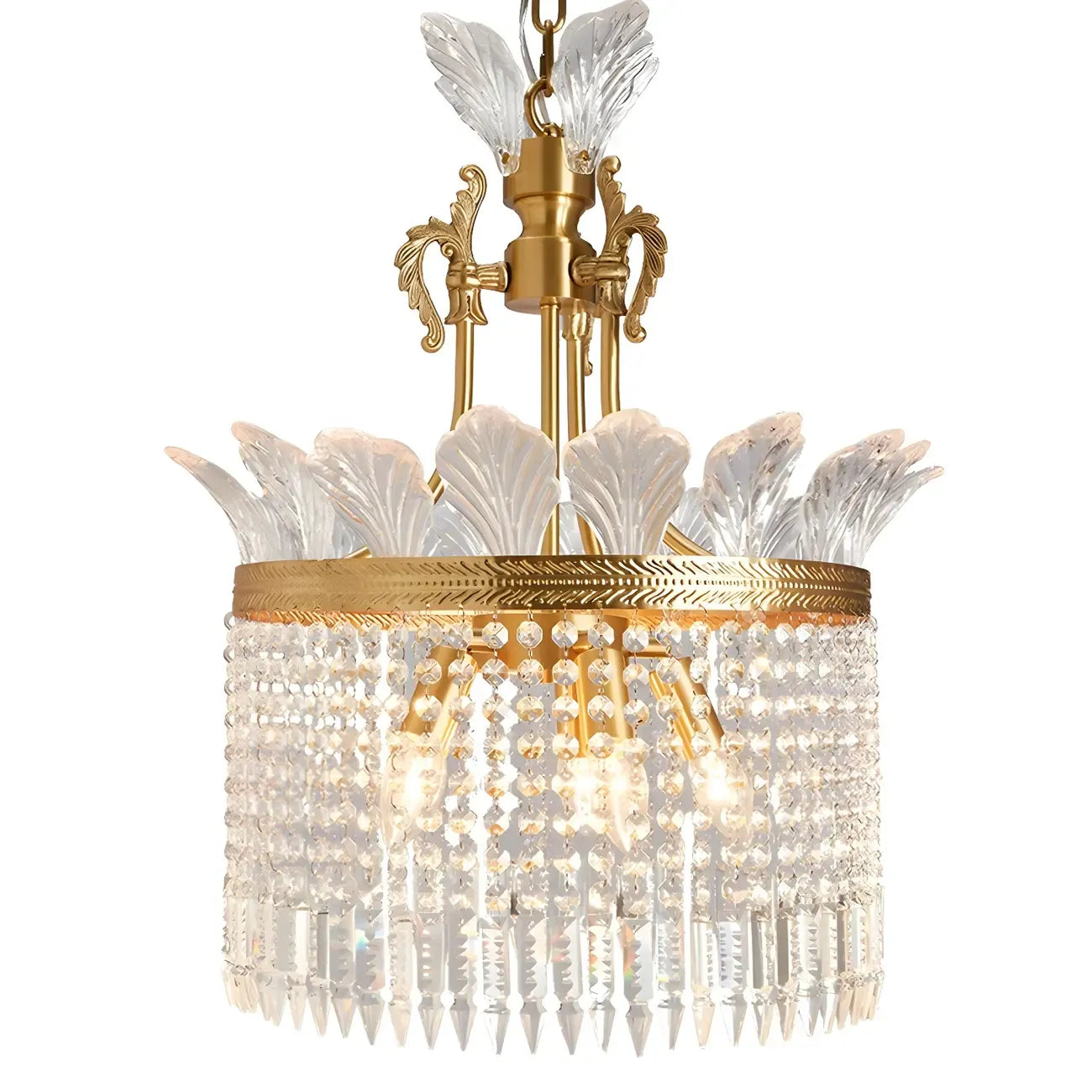 Retro Gold Crystal Round Tassel Chandelier