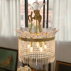 Retro Gold Crystal Round Tassel Chandelier