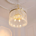 Retro Gold Crystal Round Tassel Chandelier