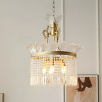 Retro Gold Crystal Round Tassel Chandelier