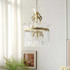 Retro Gold Crystal Round Tassel Chandelier