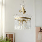 Retro Gold Crystal Round Tassel Chandelier