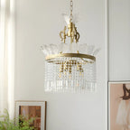Retro Gold Crystal Round Tassel Chandelier