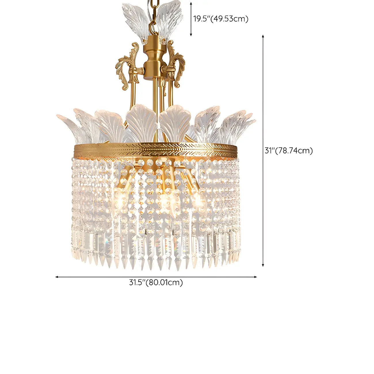 Retro Gold Crystal Round Tassel Chandelier