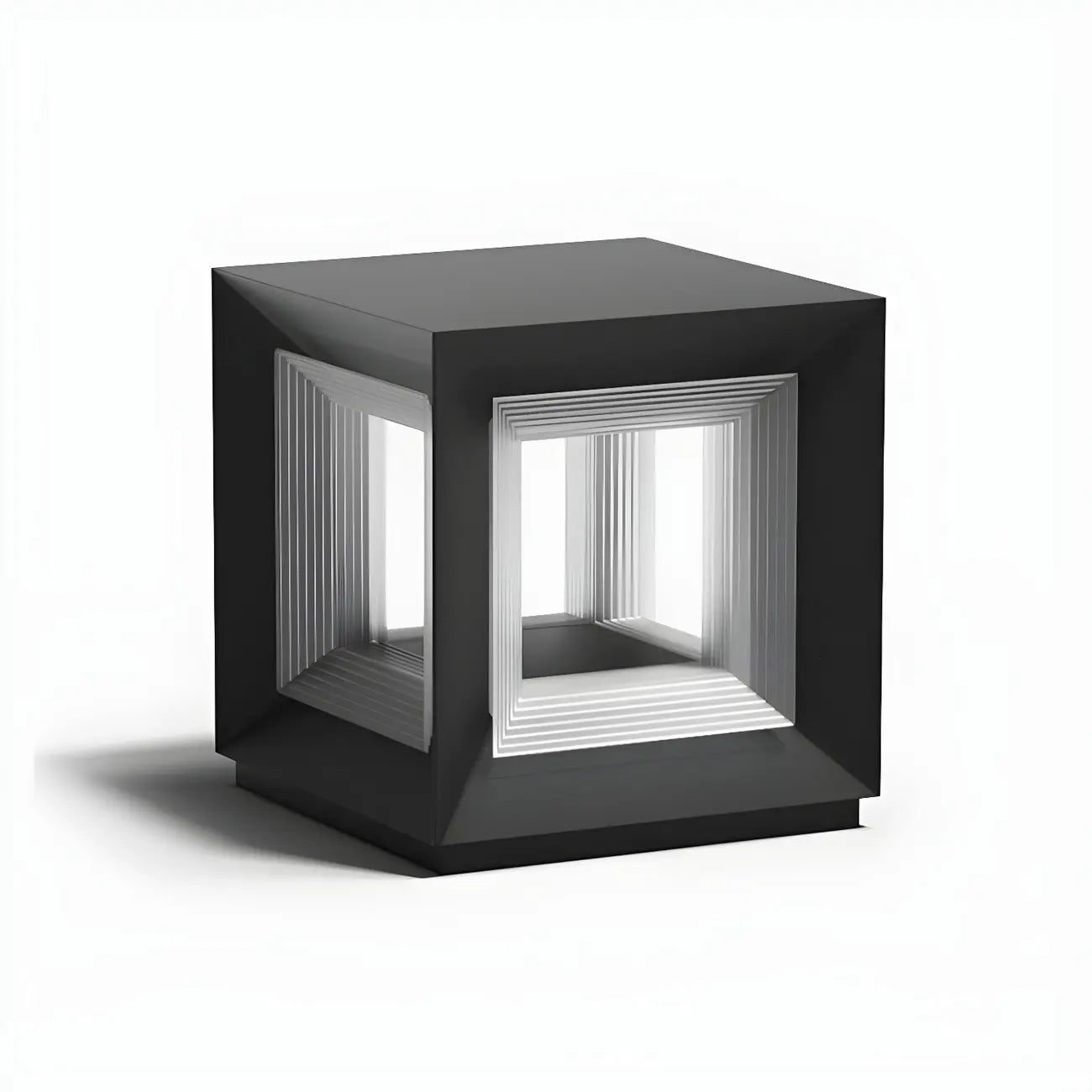 Modern Metal Black Geometric LED Post Cap Light