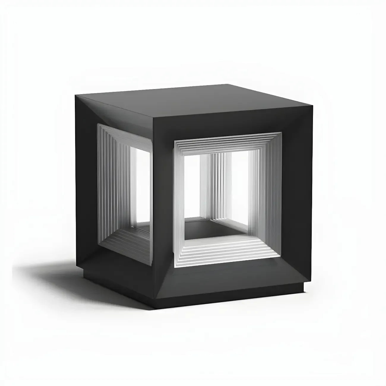 Modern Metal Black Geometric LED Post Cap Light
