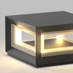 Modern Metal Black Geometric LED Post Cap Light