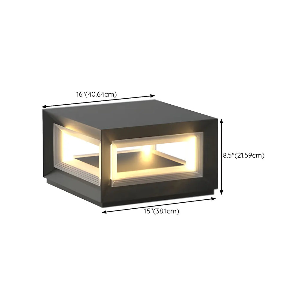 Modern Metal Black Geometric LED Post Cap Light