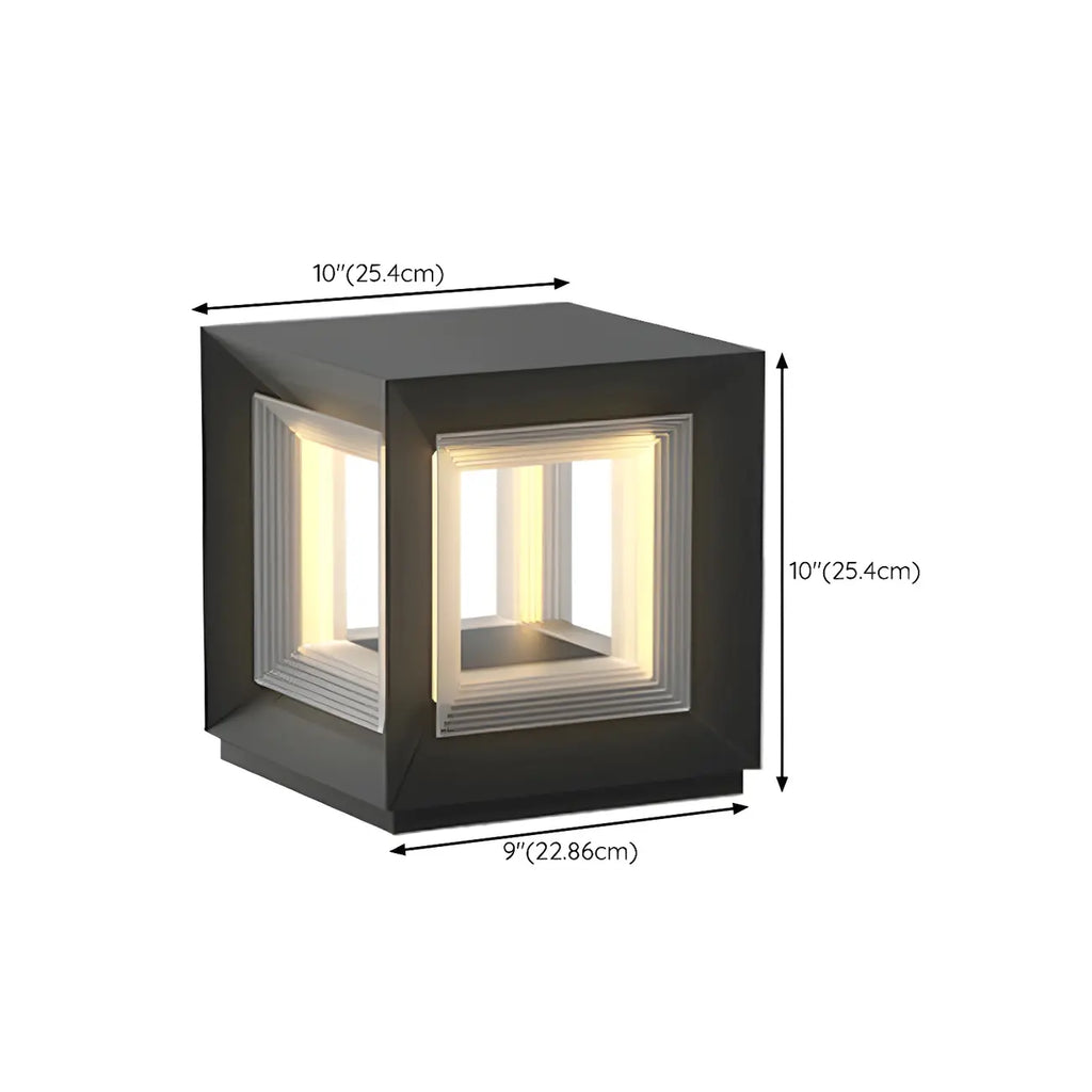 Modern Metal Black Geometric LED Post Cap Light