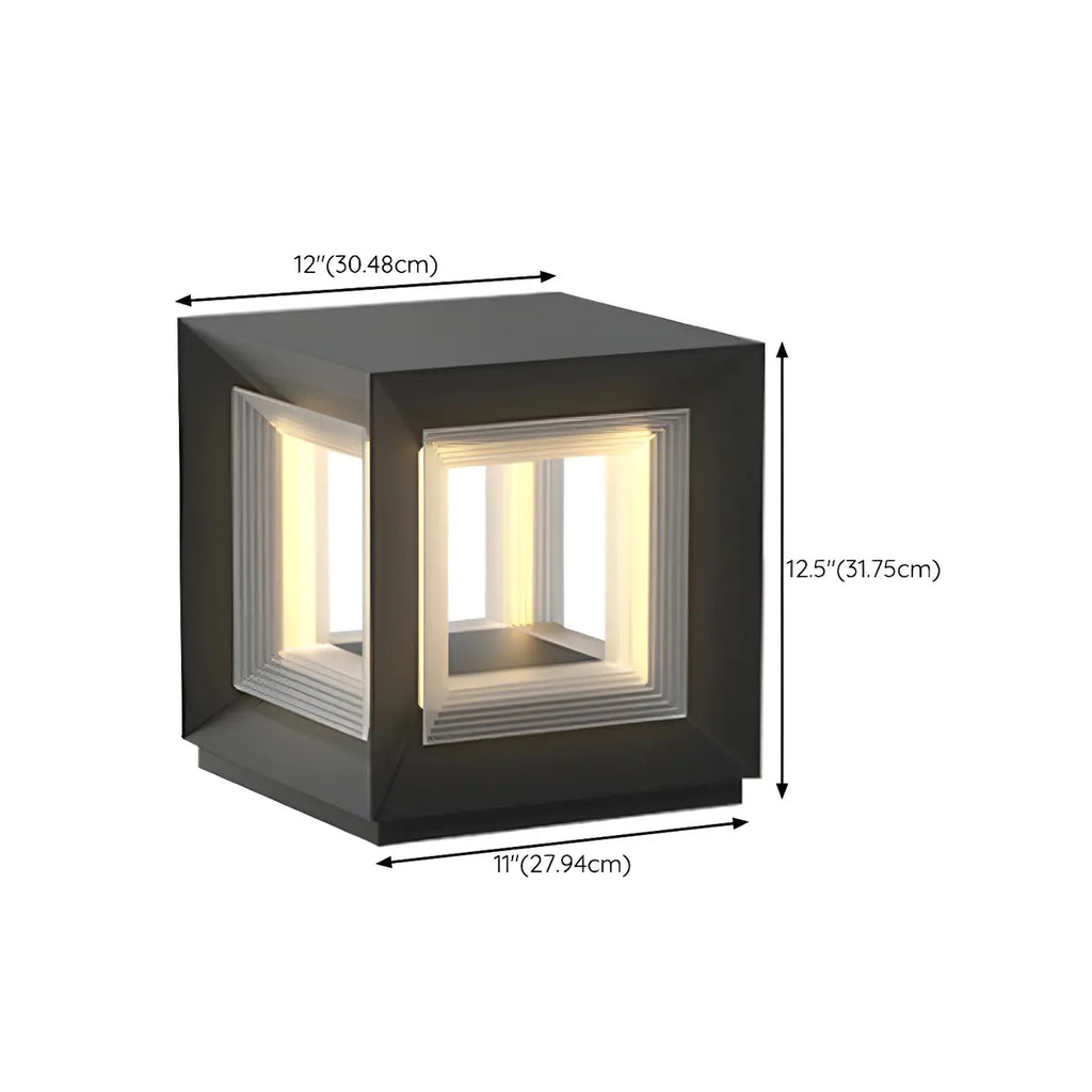 Modern Metal Black Geometric LED Post Cap Light