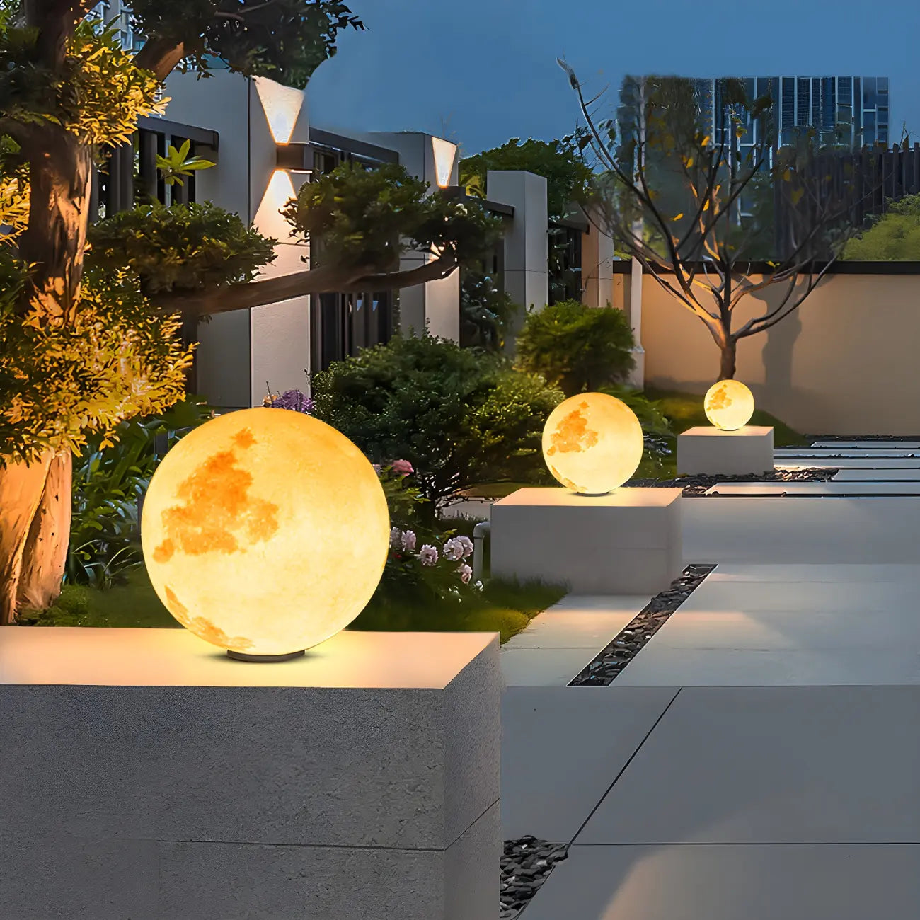 Yellow Moon-Theme Globe Resin Post Cap Light