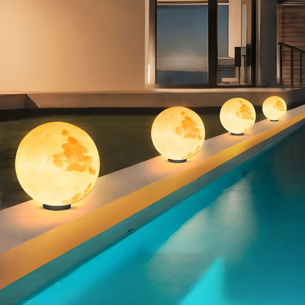 Yellow Moon-Theme Globe Resin Post Cap Light