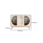 Modern White Wooden Glass No Handle Storage Cabinet