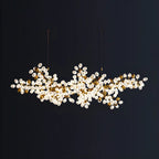 1 Tier Gold Branch White Glass Oval Cluster Pendant Light