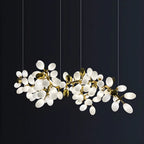1 Tier Gold Branch White Glass Oval Cluster Pendant Light