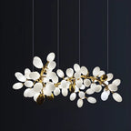 1 Tier Gold Branch White Glass Oval Cluster Pendant Light