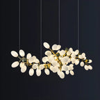 1 Tier Gold Branch White Glass Oval Cluster Pendant Light