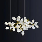 1 Tier Gold Branch White Glass Oval Cluster Pendant Light