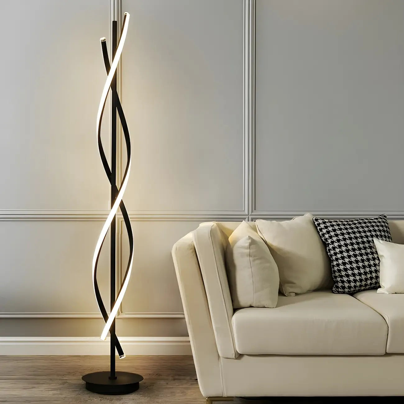 Modern 3-Color LED Floor Lamp Twisted Linear for Living Room