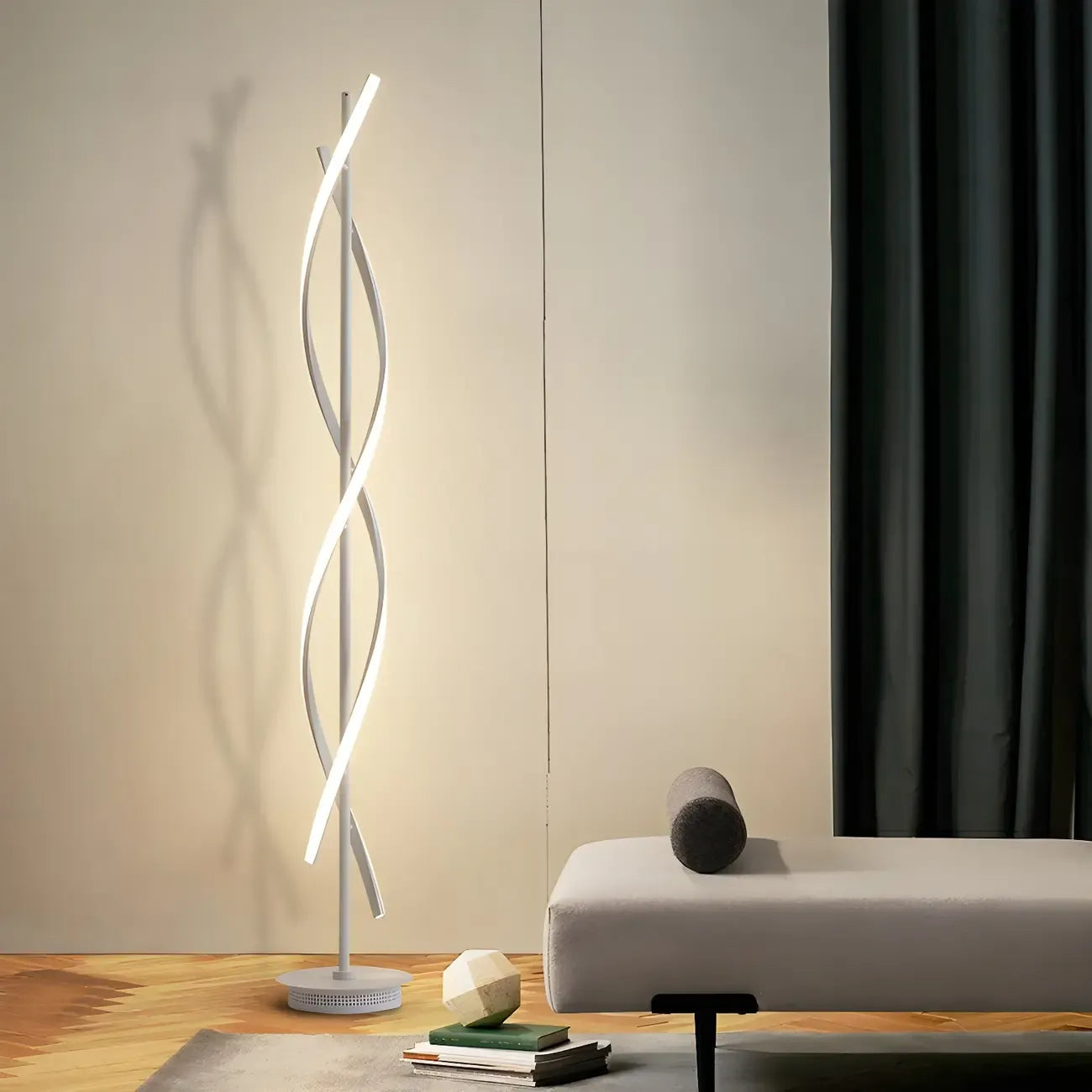 Modern 3-Color LED Floor Lamp Twisted Linear for Living Room