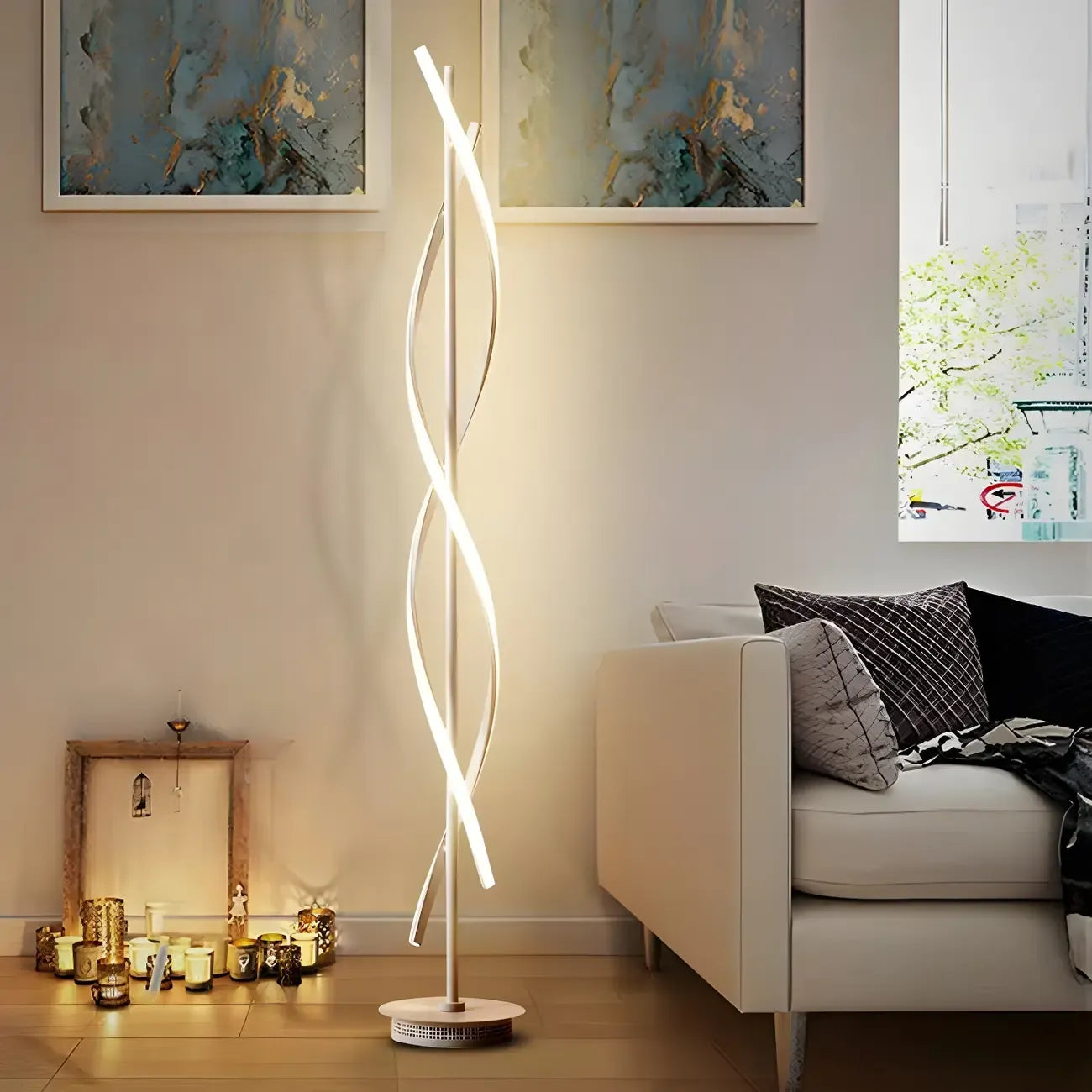 Modern 3-Color LED Floor Lamp Twisted Linear for Living Room