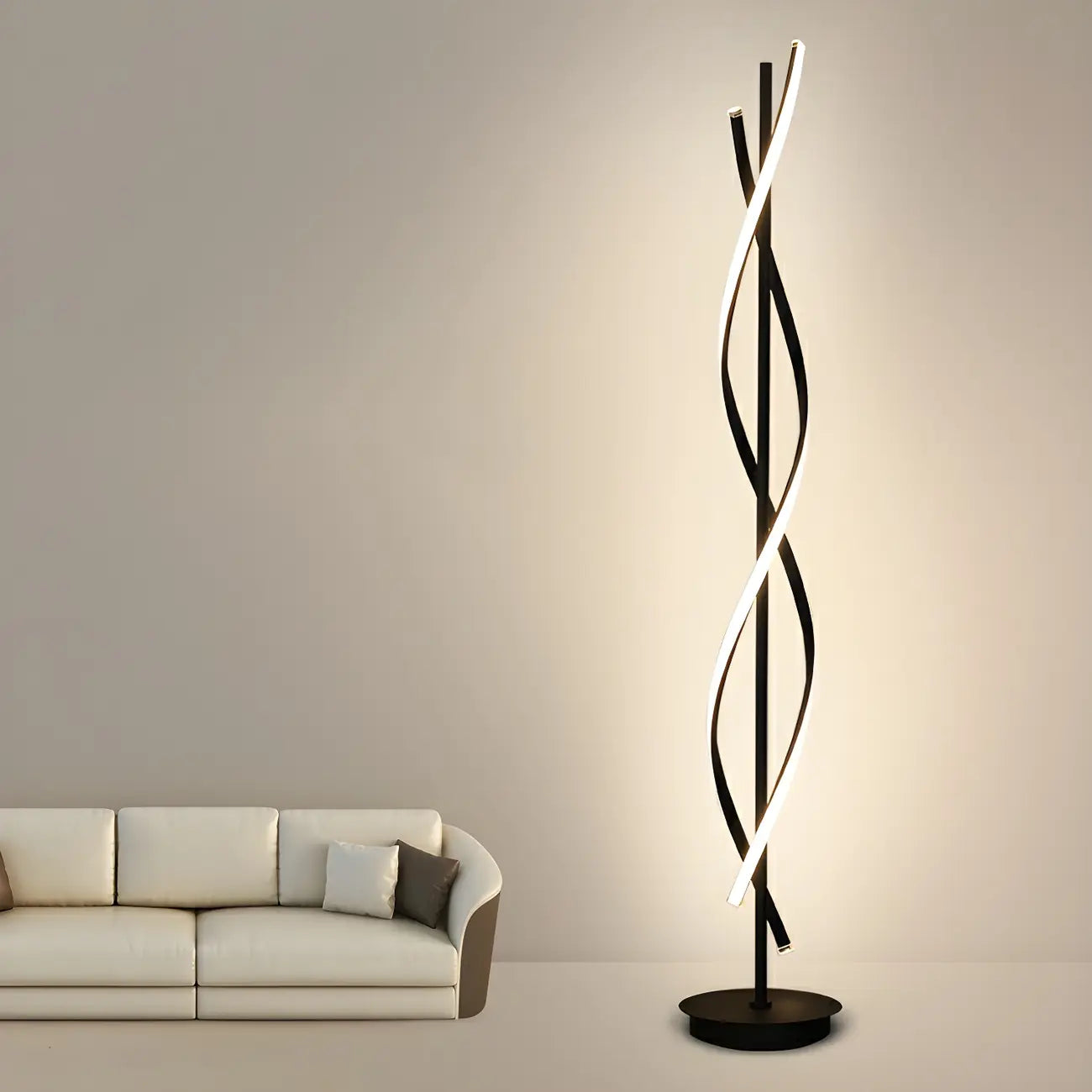 Modern 3-Color LED Floor Lamp Twisted Linear for Living Room