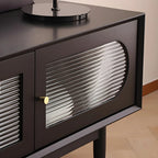 79 White Wood Ribbed Doors TV Stand with Adjustable Shelves