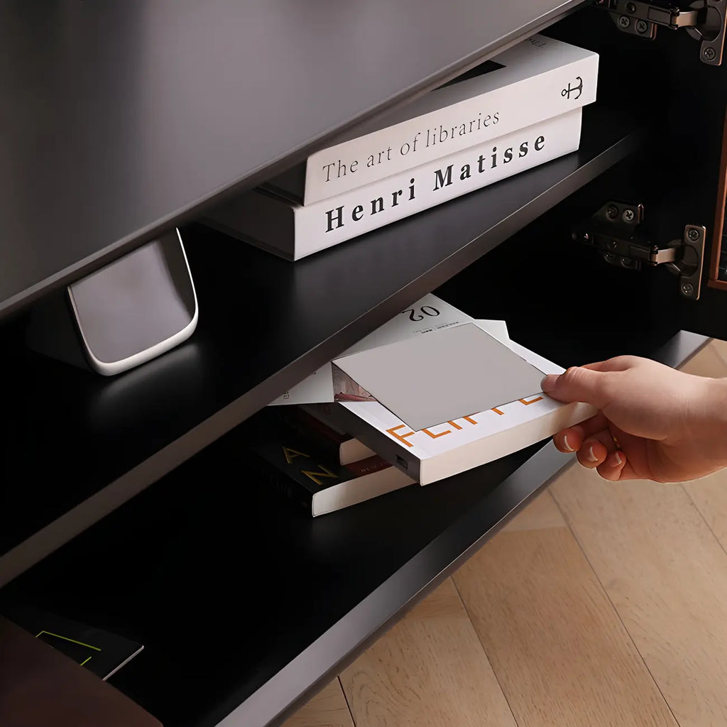 79 White Wood Ribbed Doors TV Stand with Adjustable Shelves