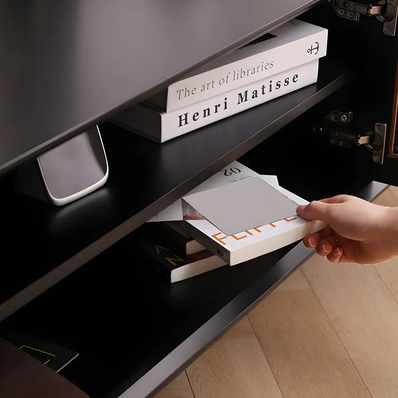 79 White Wood Ribbed Doors TV Stand with Adjustable Shelves