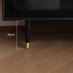 79 White Wood Ribbed Doors TV Stand with Adjustable Shelves