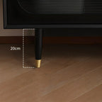 79 White Wood Ribbed Doors TV Stand with Adjustable Shelves