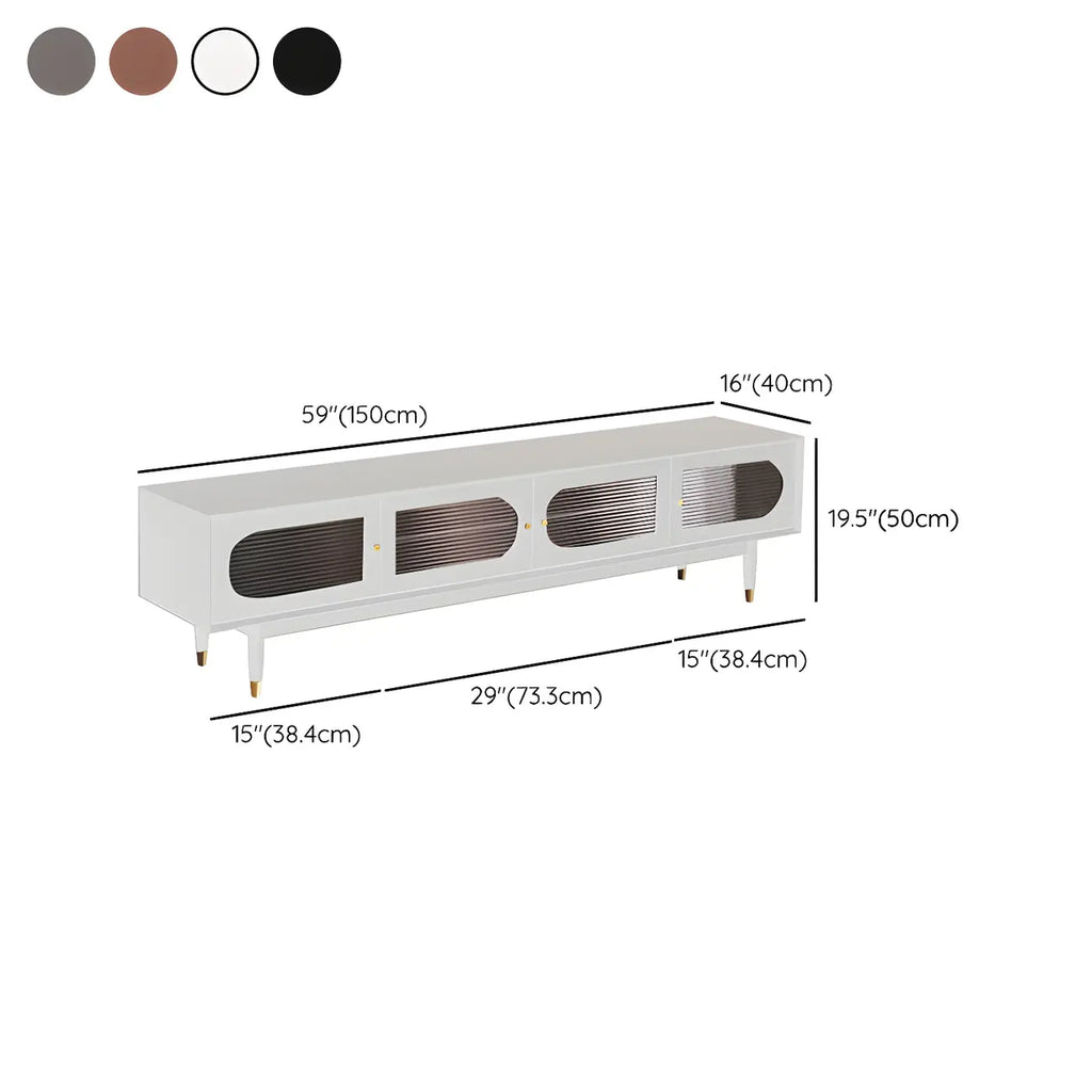 79 White Wood Ribbed Doors TV Stand with Adjustable Shelves