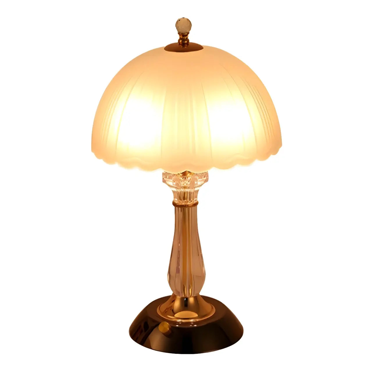 Elegant White Glass Metal Umbrella-Shaped Table Lamp